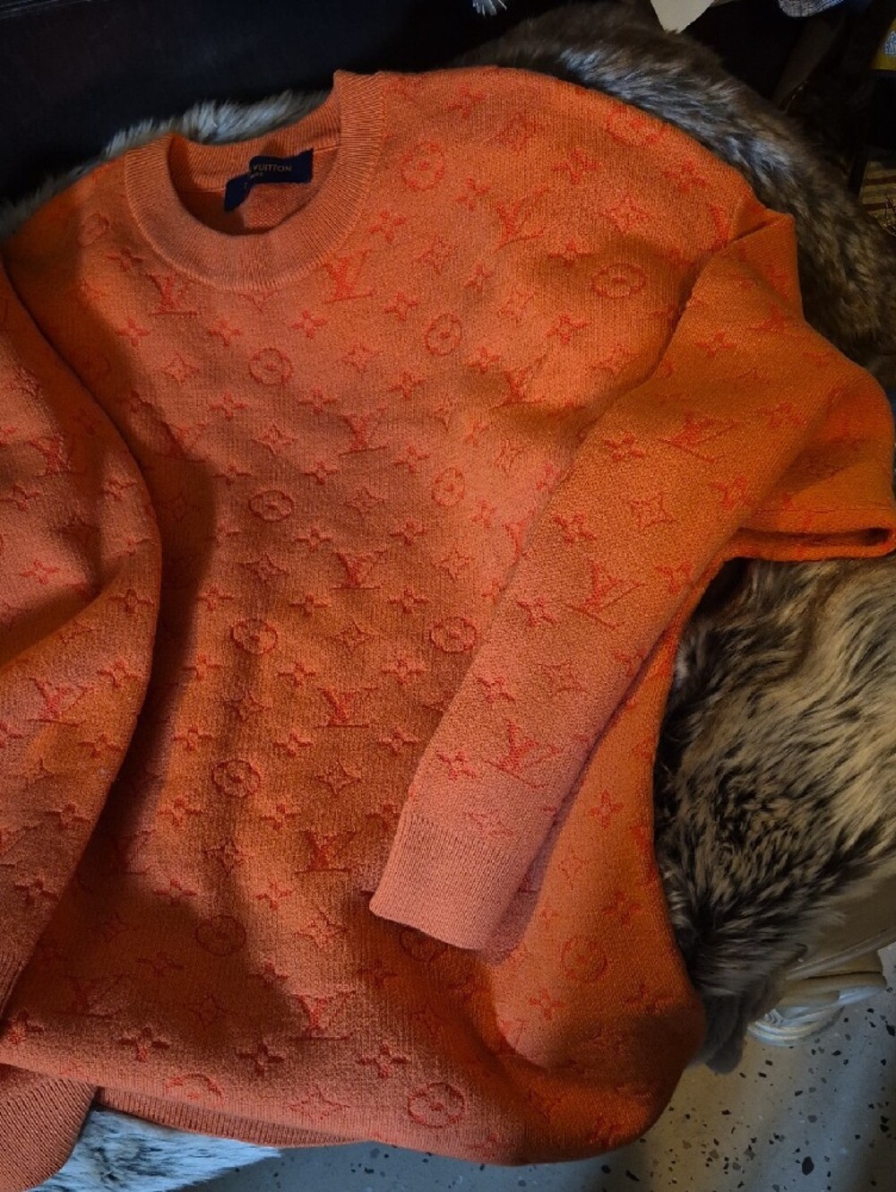Louis Vuitton Orange Embossed Monogram Sweater - Picture 2 of 4